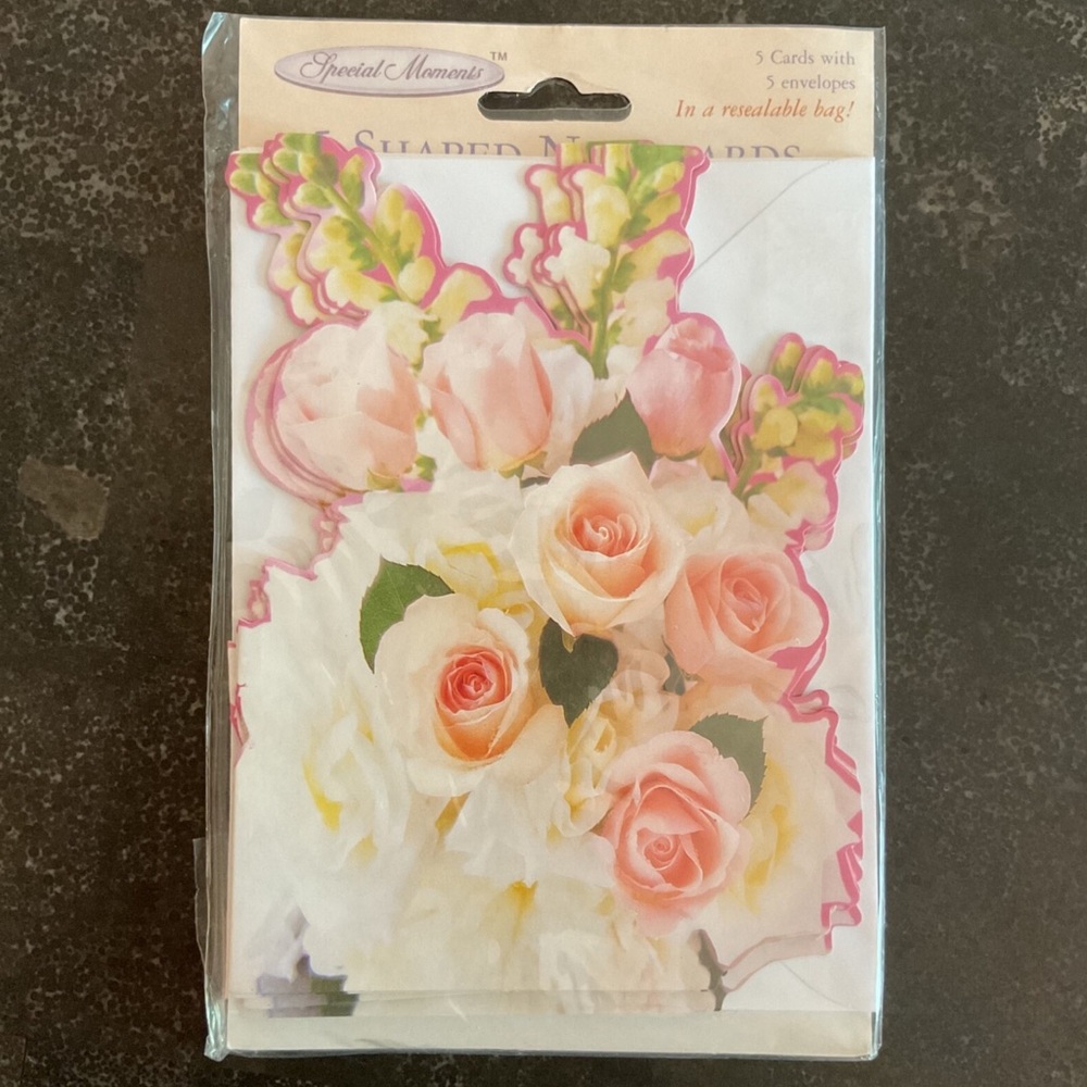 Vintage Special Moments flower bouquet shaped blank note cards - Picture 2 of 8